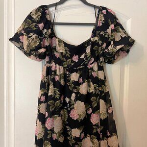 Chelsea 28 Navy Blue Floral Puff Sleeve Dress